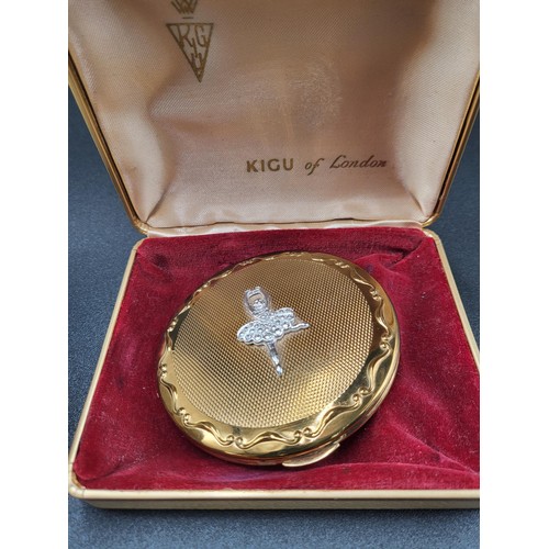 14 - Vintage Kigu of London Compact Depicting Ballet Dancer on Front in Original Box