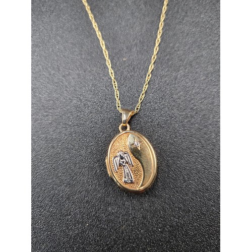 20 - 9ct Gold Locket on 9ct Gold Chain ( Weight 1.7g)