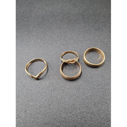 21 - Four 9ct Gold Rings all Fully Hallmarked all Different Sizes ( Weight 8.5g)