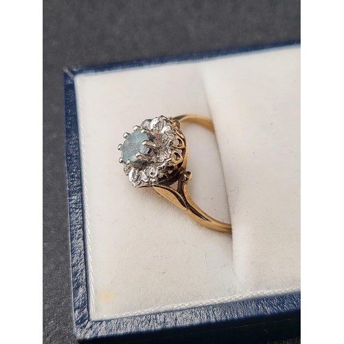 22 - 9ct Gold Ring with Light Blu Stone & Cubic Zirconia Stones Fully Hallmarked Size N ( Weight 2.1G... 