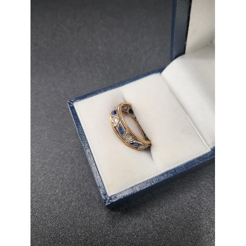 23 - 9ct Gold Sapphire & Cubic Zirconia Ring Size M (Weight 3.1g)