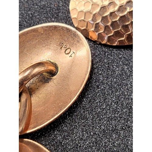 30 - 10ct Gold Cufflinks Turtle Back Design( Weight 7.1g)