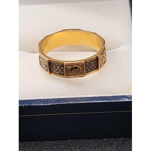 32 - 15ct Gold Mourning Ring Fully Hallmarked has Some Damage to Hair Fully Hallmarked ( Weight 1.8g)... 