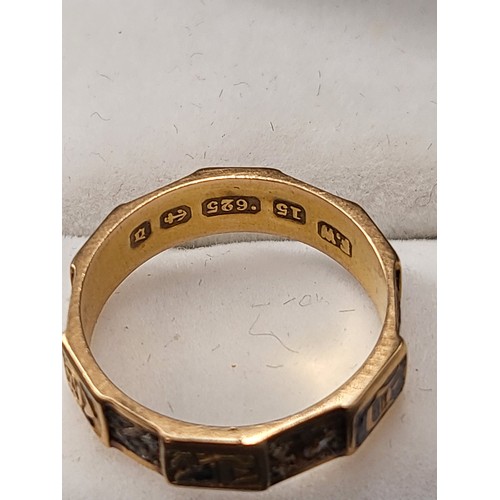 32 - 15ct Gold Mourning Ring Fully Hallmarked has Some Damage to Hair Fully Hallmarked ( Weight 1.8g)... 