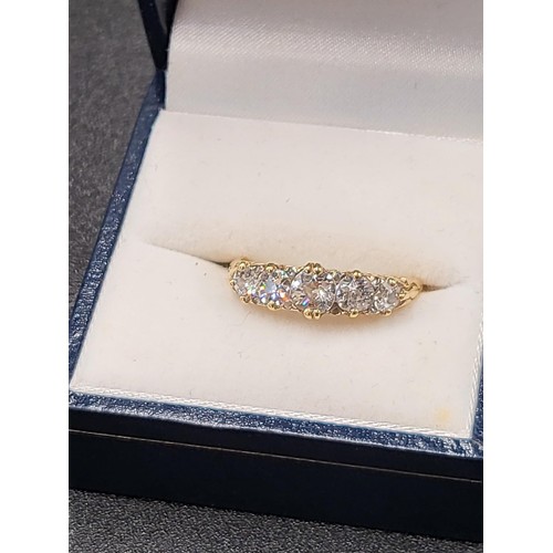 35 - Unhallmarked Five Stone Diamond Ring Large Stone in Middle & Two Smaller Diamonds Either Side Te... 