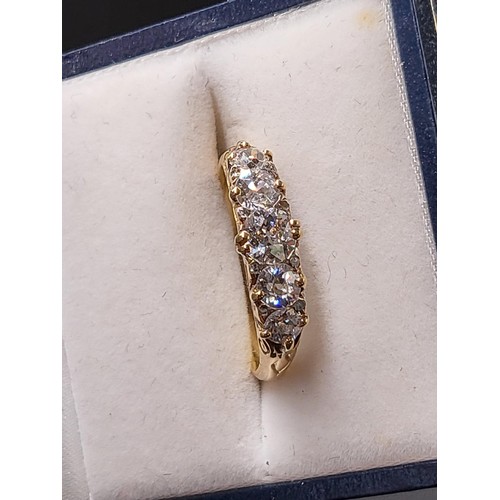 35 - Unhallmarked Five Stone Diamond Ring Large Stone in Middle & Two Smaller Diamonds Either Side Te... 