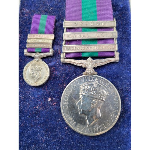 43 - General Service Medal With Palestine 1945-48 Bar & Canal Zone Bar, Cyprus Bar Awarded To Lance C... 