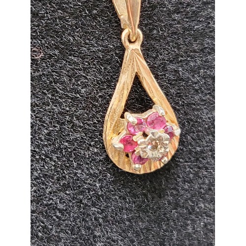 45 - 9ct Gold Diamond & Ruby Set Pendant on A 9ct Gold Necklace Along with 9ct Gold Cameo on 9ct Gold... 