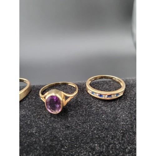 59 - Four 9ct Gold Gemstone Rings all Different Sizes all Hallmarked (Weight 6.9g)