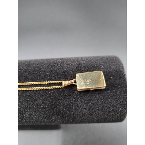 60 - 9ct Gold Book Shaped Pendant on 9ct Gold Chain Fully Hallmarked ( Weight 4.2g)