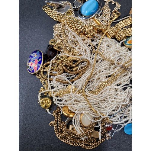 63 - Collection of Costume Jewellery Includes Beads, Chains, Brooches Etc