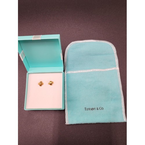 64 - 18ct Gold Tiffany & Co Signature X Earrings Fully Hallmarked on Reverse in Original Bag Not Box ... 