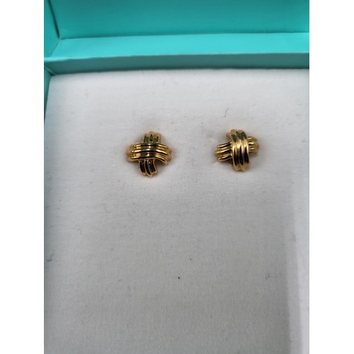 64 - 18ct Gold Tiffany & Co Signature X Earrings Fully Hallmarked on Reverse in Original Bag Not Box ... 