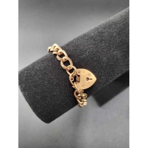 68 - 9ct Gold Padlock Bracelet Fully Hallmarked Measures 18cm Unclasped ( Weight 23.9g)