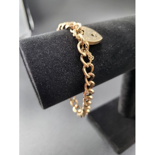 68 - 9ct Gold Padlock Bracelet Fully Hallmarked Measures 18cm Unclasped ( Weight 23.9g)