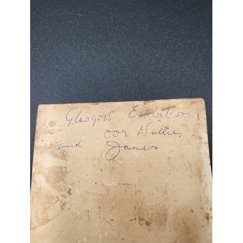 70 - Silhouette Card With Writing on Reverse Saying Glasgow Exibition OOR Wullie & James