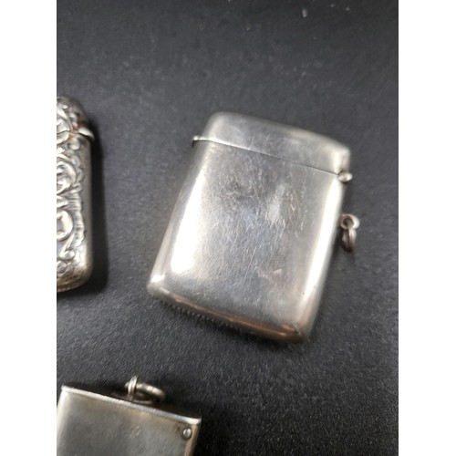 78 - Five Sterling Silver Vesta Cases all Different Makers (Combined Weight 125g) They Measure The Bigges... 