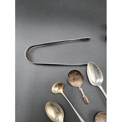 87 - Collection of Sterling Flatware Includes Spoons, Tongs, Small Ladle, Caddy Spoon(Combined Weight 198... 