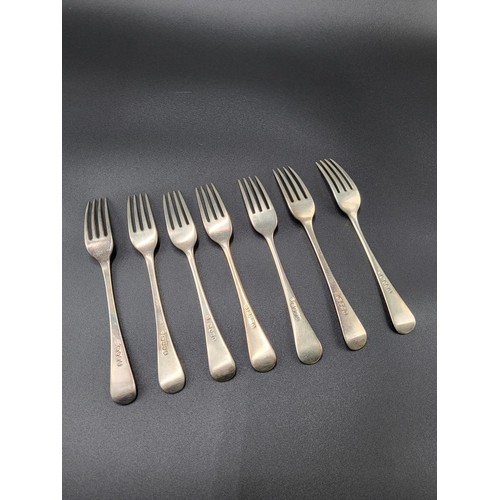 90 - Seven Sterling Silver Forks Dated 1800 Makers Mark Christopher & Thomas Wilkes Barker (Combined ... 