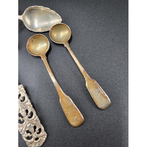 91 - Collection Of 800 Grade Silver Contains Two Lobster Forks, Large Caddy Spoon, Twisted Spoon, Two Sma... 