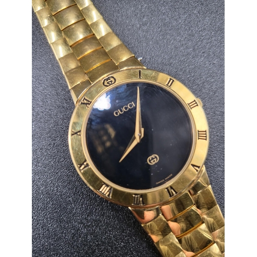 98 - Gucci Gents 3300M Gold Plated Watch in Great Condition Brand New Battery Just Added Perfect Working ... 