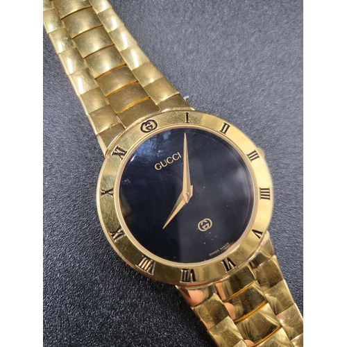 98 - Gucci Gents 3300M Gold Plated Watch in Great Condition Brand New Battery Just Added Perfect Working ... 