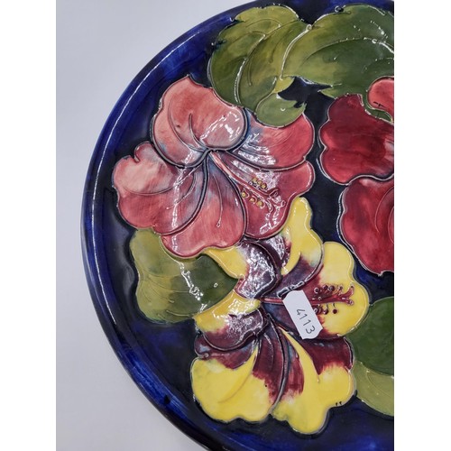 101 - William Moorcroft Hibiscus Pattern Plate Measures 25.5cm in Diameter No Damage Fully Marked & St... 