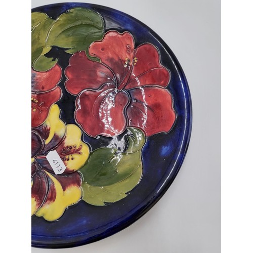 101 - William Moorcroft Hibiscus Pattern Plate Measures 25.5cm in Diameter No Damage Fully Marked & St... 