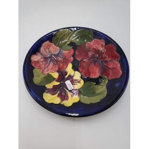 101 - William Moorcroft Hibiscus Pattern Plate Measures 25.5cm in Diameter No Damage Fully Marked & St... 