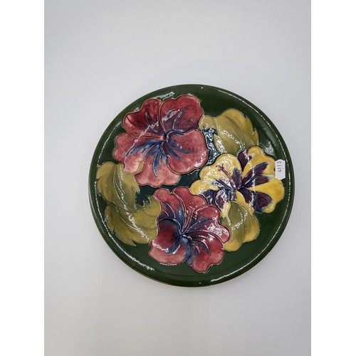 102 - William Moorcroft Hibiscus Pattern Plate No Damage Measures 26cm in Diameter