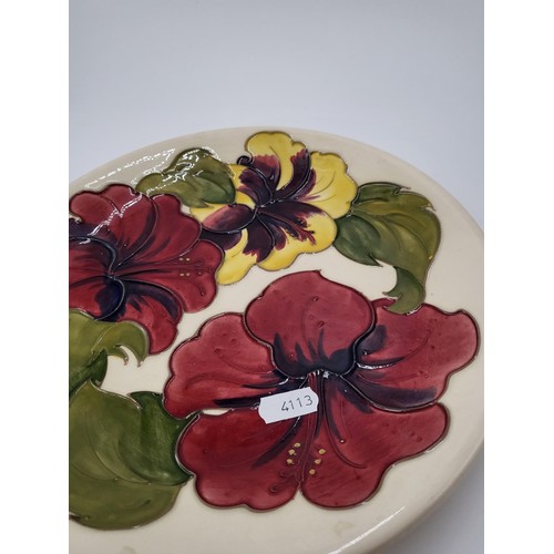 103 - William Moorcroft Hibiscus Pattern Plate Measures 26cm in Diameter No Damage Fully Marked & Stam... 