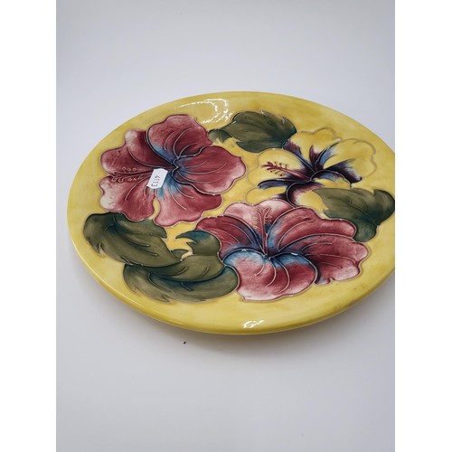 104 - William Moorcroft Hibiscus Pattern Plate Measures 26cm in Diameter No Damage Fully Marked & Stam... 