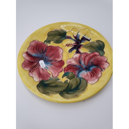 104 - William Moorcroft Hibiscus Pattern Plate Measures 26cm in Diameter No Damage Fully Marked & Stam... 