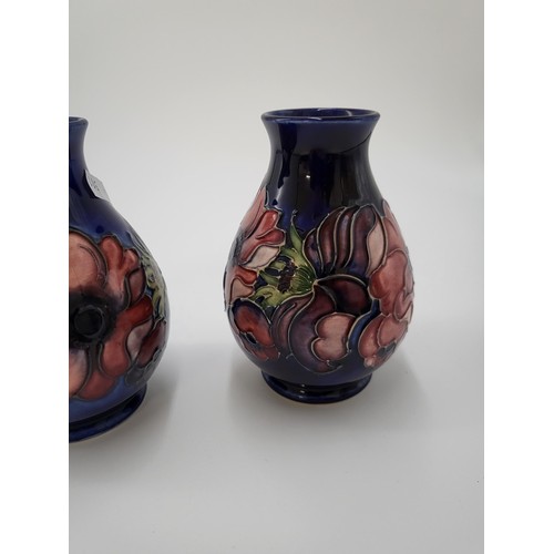 116 - Pair of Moorcroft Anemone Vases Very Good Condition Measure 14cm Tall & 10cm Across Largest Part