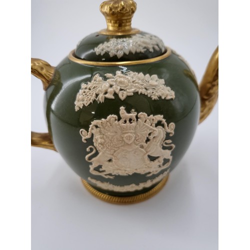 120 - Copeland Spode Queen Victoria Teapot Moulded Decoration Impressed Mark Measures 13cm Tall & 18cm... 