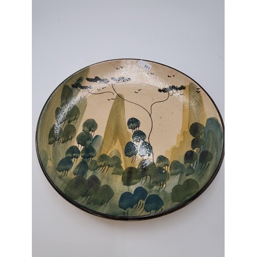 130 - Antique Pottery Plate Measures 16cm Diameter in The Style of Clarice Cliff