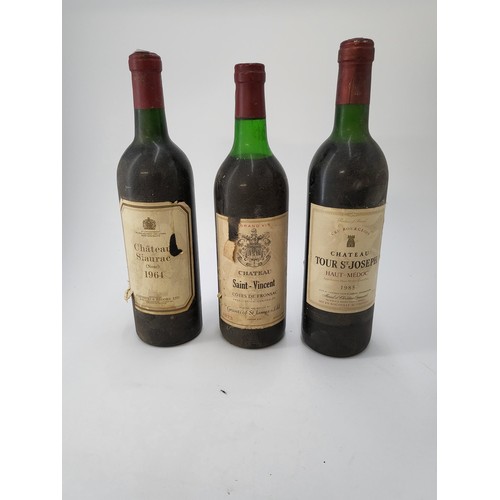 138 - Three Bottles of Vintage Wine Includes Chateau Siaurac (Neac) 1964, Chateau Saint-Vincent 1973, Chat... 