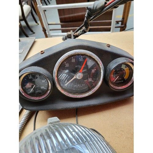 151 - Collection of Vintage Car Parts Includes Lights, Dashboard Console, Wheel trims, Horn Parts Registra... 