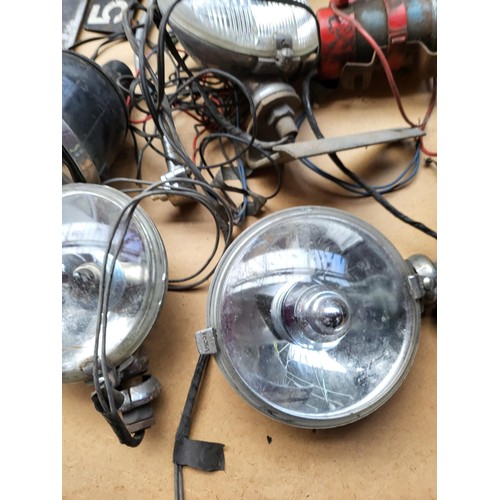 151 - Collection of Vintage Car Parts Includes Lights, Dashboard Console, Wheel trims, Horn Parts Registra... 