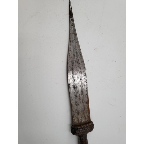 153 - African Arm Dagger in Leather Sheath Blade Measures 19cm