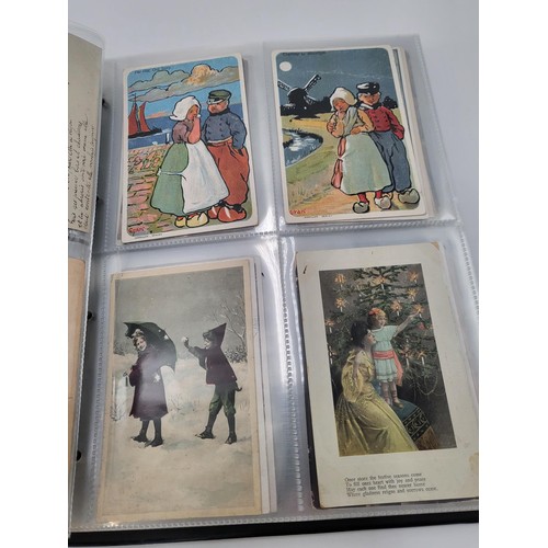 155 - Postcard Album Containing Different Eras All Pages Photographed