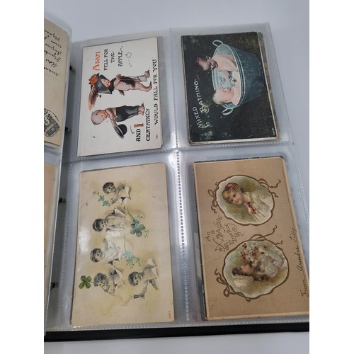 155 - Postcard Album Containing Different Eras All Pages Photographed