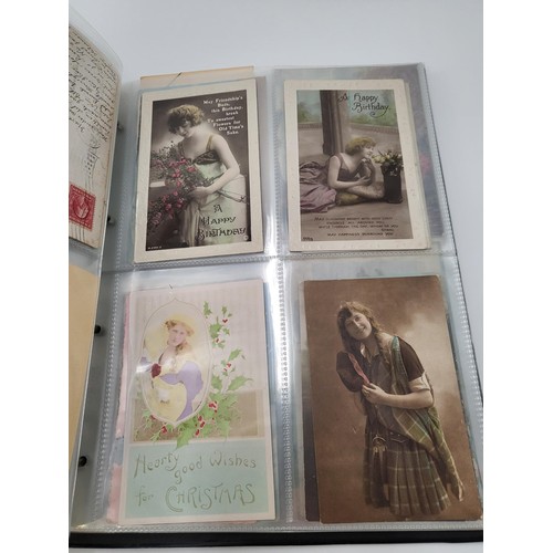 155 - Postcard Album Containing Different Eras All Pages Photographed