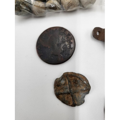 158 - Metal Detector Finds Includes Old Coins, Badges, Parts From Uniforms