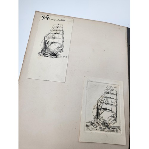 163 - Two Albums of Etching Drypoint/Engravings By Styx Some Great Drawings Styx Designed Christmas Cards ... 