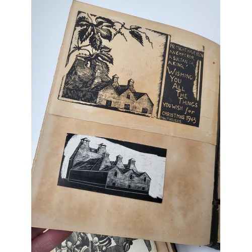 163 - Two Albums of Etching Drypoint/Engravings By Styx Some Great Drawings Styx Designed Christmas Cards ... 