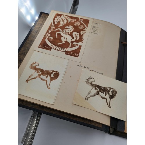 163 - Two Albums of Etching Drypoint/Engravings By Styx Some Great Drawings Styx Designed Christmas Cards ... 