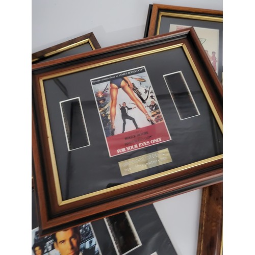 184 - Five James Bond 007 Film Cells Four Framed One Unframed all Have COA