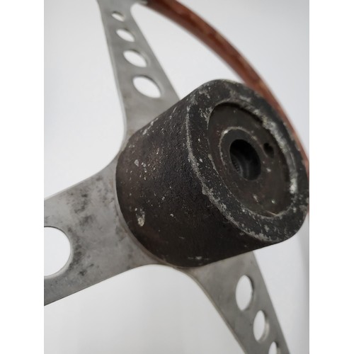 152 - Les Leston Wood Steering Wheel Diameter 38cm Inner Screw Part Measures 2cm