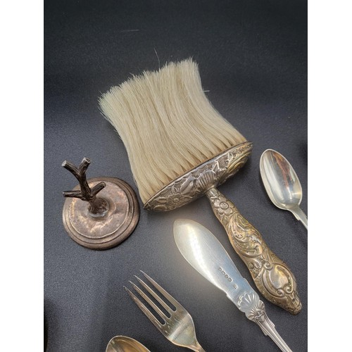 80 - Collection of Silverware Includes Spoons, Forks, Jewellery Tree, Brush All Hallmarked ( Weight Witho... 